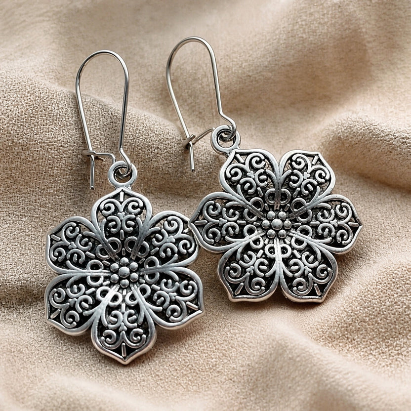 Pendientes vintage bohemios de flor