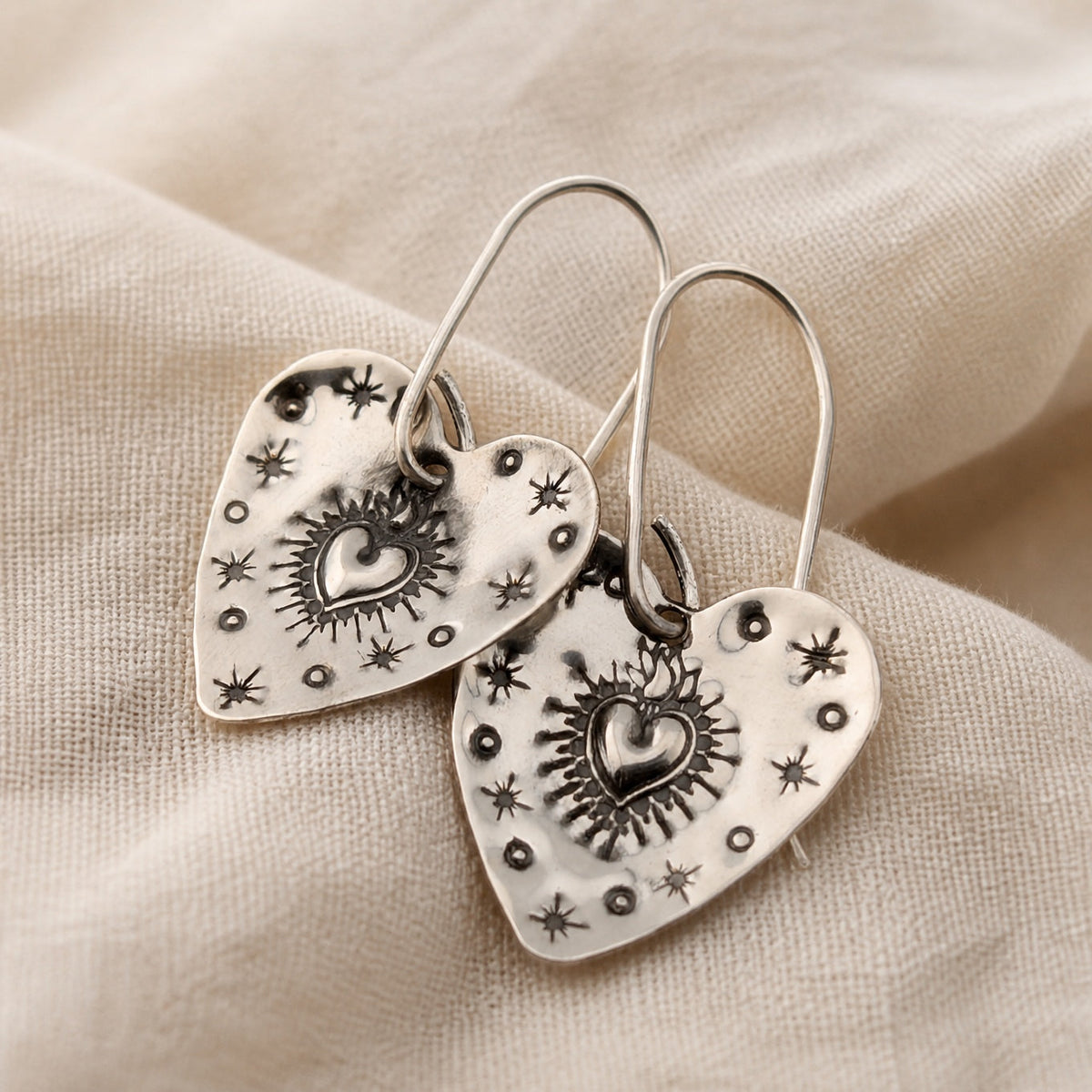 Pendientes Sagrado Corazón estampados a mano