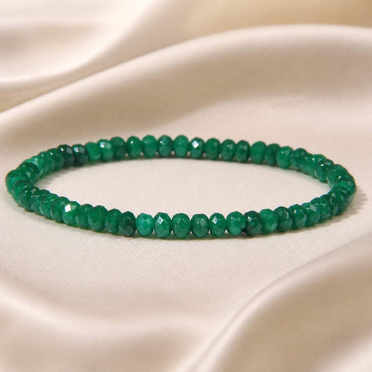 Pulsera de piedra de jade facetada