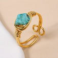 Anillo opulento de alambre con piedra natural