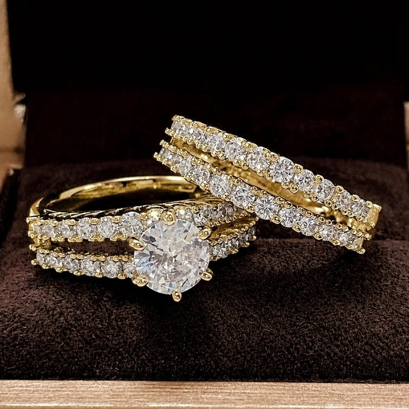 Conjunto de anillos de circonita apilables de lujo — Carmen, Lucía & Rocío