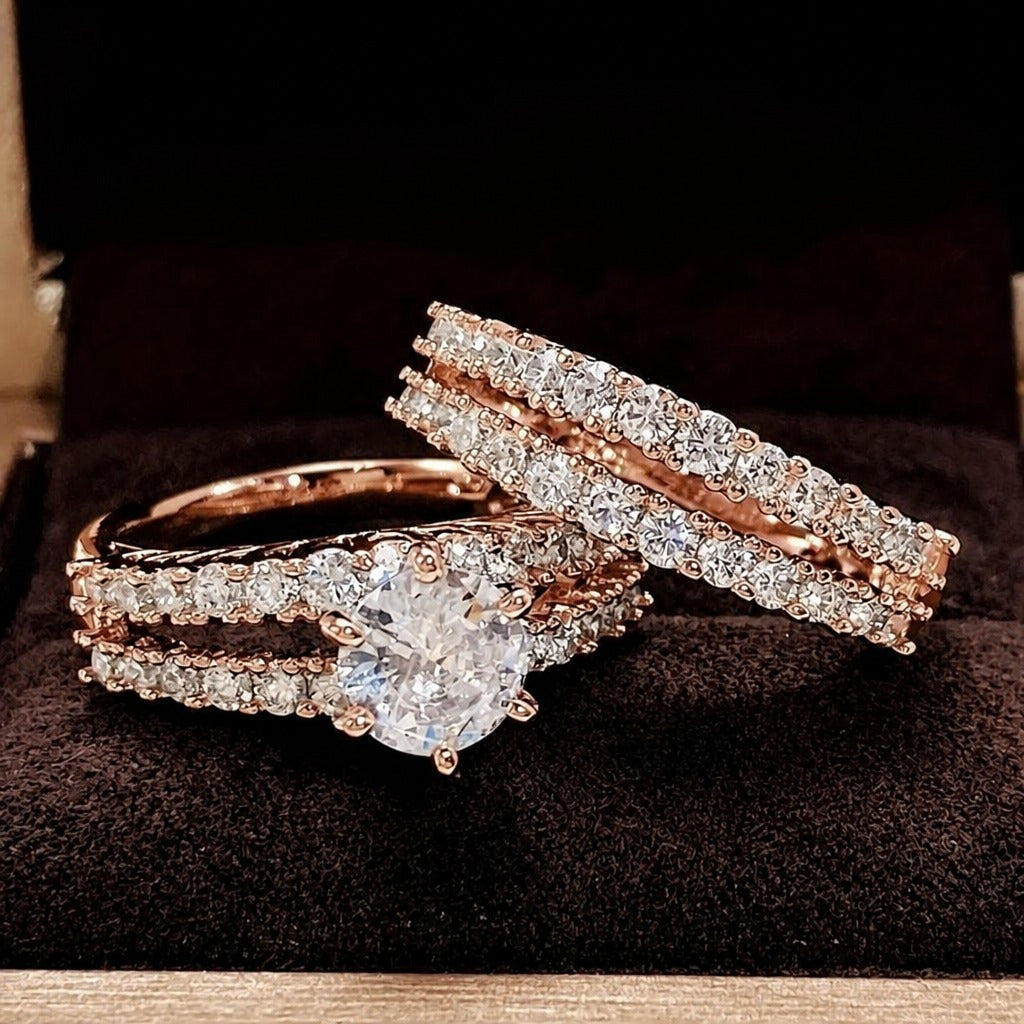 Conjunto de anillos de circonita apilables de lujo — Carmen, Lucía & Rocío
