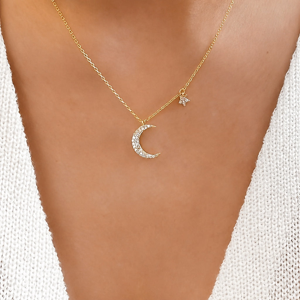 Collar elegante con estrella y luna – imagen 2