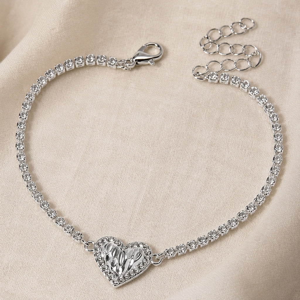 Pulsera de corazón con strass de moda