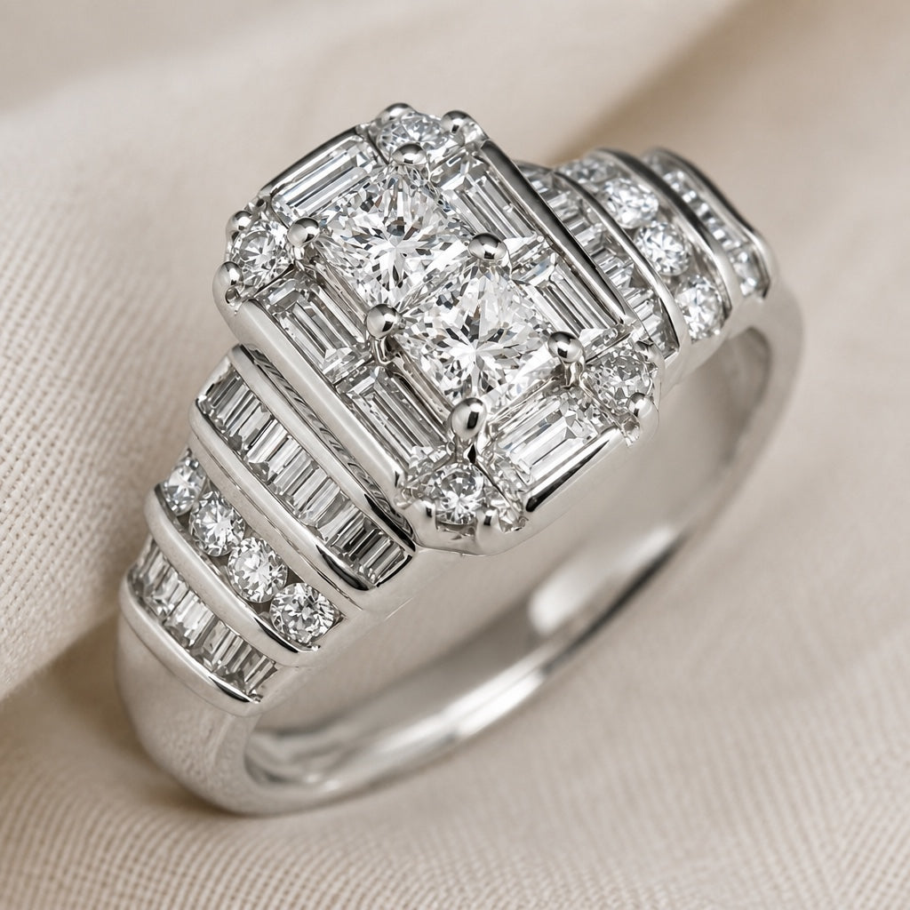 Anillo cuadrado de circonita sintética – imagen 2