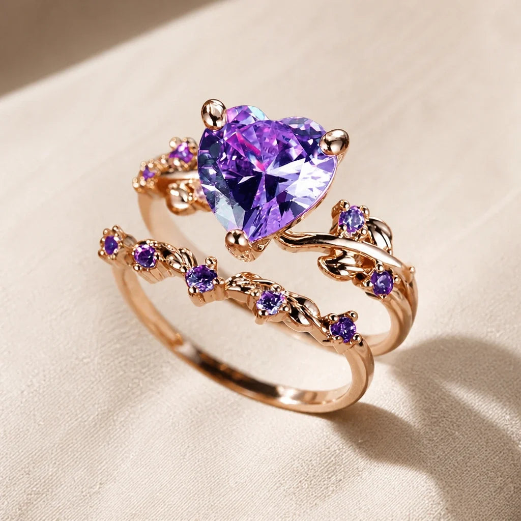 Anillo radiante de oro con corazón – imagen 2