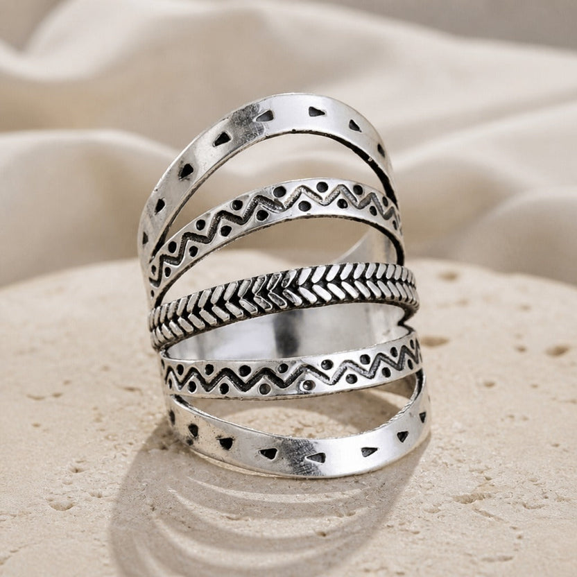 Anillo vintage de banda en capas