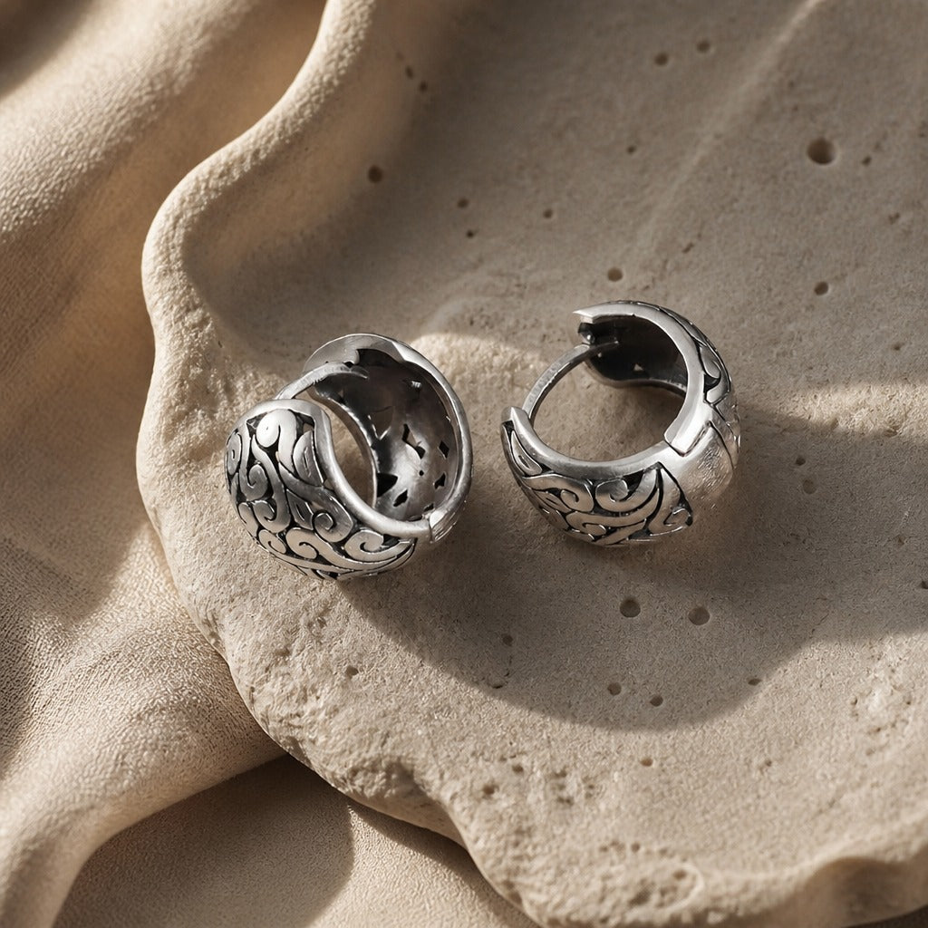 Pendientes de aro huecos étnicos vintage – imagen 2