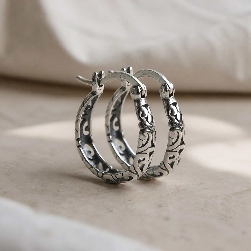 Pendientes de aro boho chic vintage – imagen 2