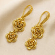 Pendientes largos Fleur dorados – imagen 2