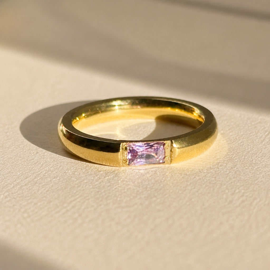 Anillo cuadrado con circonitas de colores – imagen 2