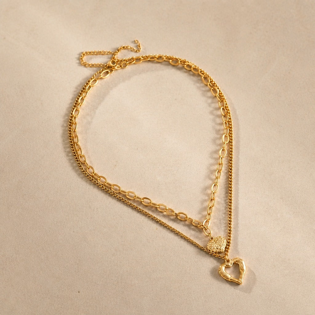 Collar de doble cadena Celeste – imagen 2