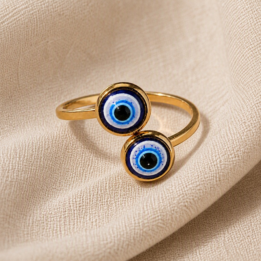 Anillo Rosalie de ojo turco dorado