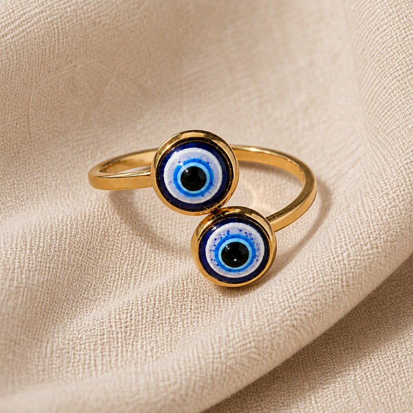 Anillo Rosalie de ojo turco dorado
