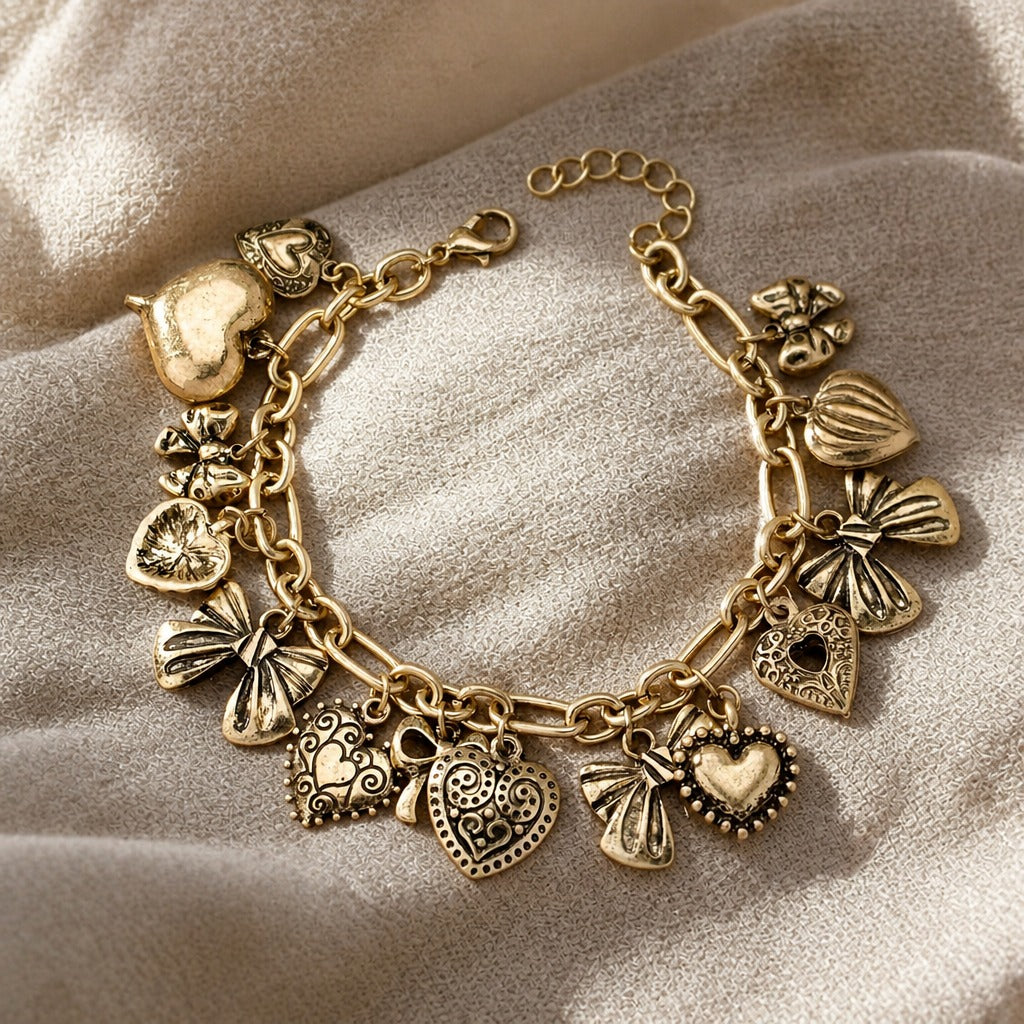 Pulsera antigua de dijes del amor