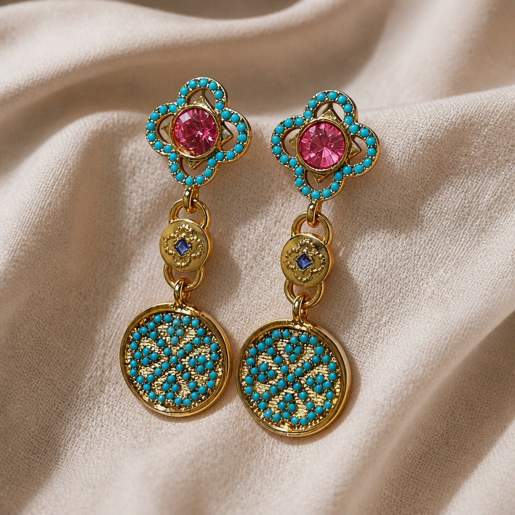 Pendientes colgantes de turquesa en forma de clavo