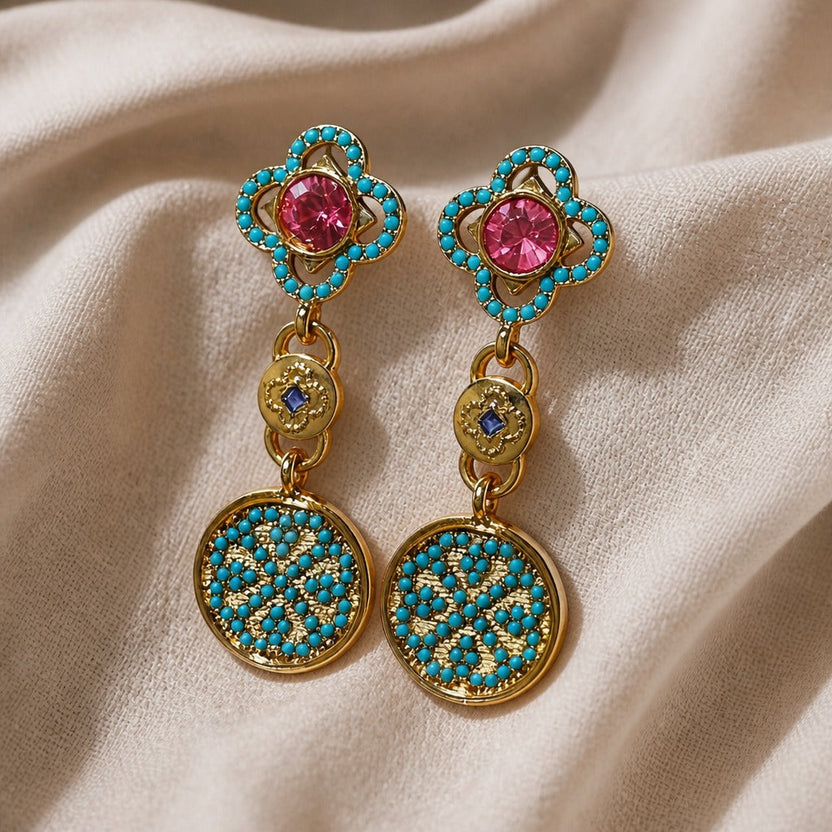 Pendientes colgantes de turquesa en forma de clavo
