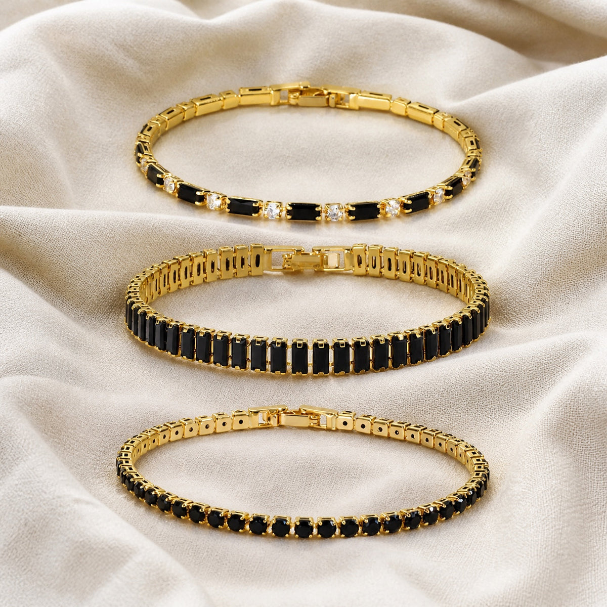 Set de pulseras de ónix y cristal