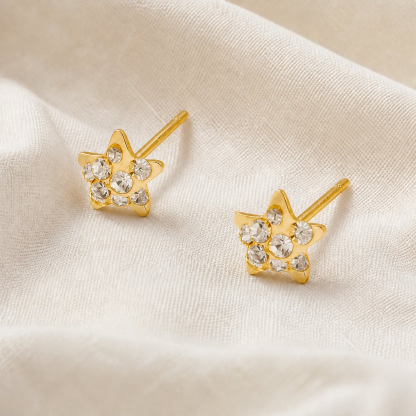 Pendientes de botón con micro estrellas