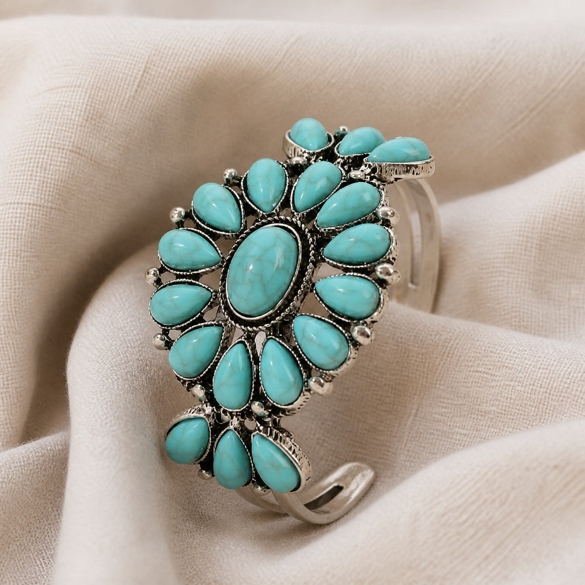 Pulsera rígida de turquesa incrustada – imagen 2