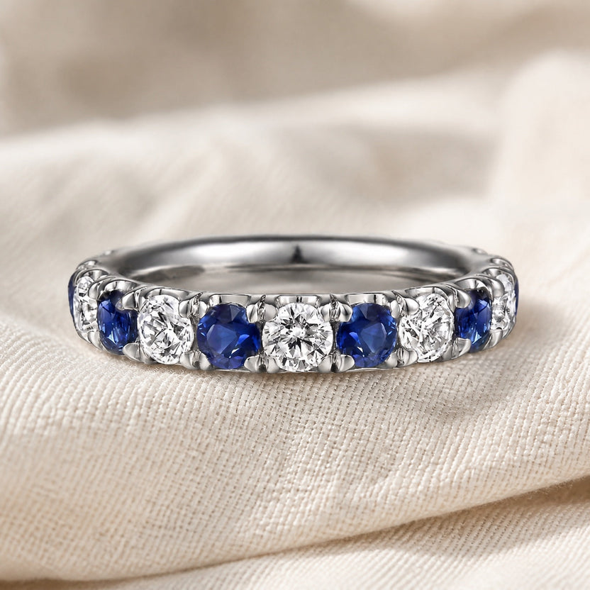 Anillo eterno de cristal zafiro medianoche