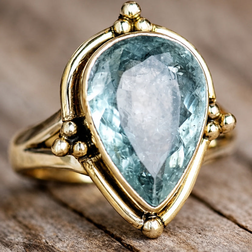Anillo bohemio de piedra hecho a mano
