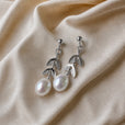 Pendientes de aro con hoja y piedra natural – imagen 2