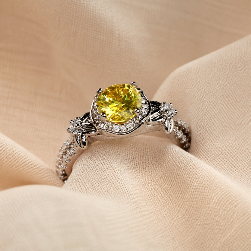 Anillo floral amarillo opulento