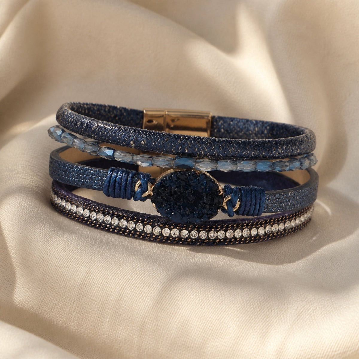 Pulsera trenzada multicapa de tres piedras – imagen 5