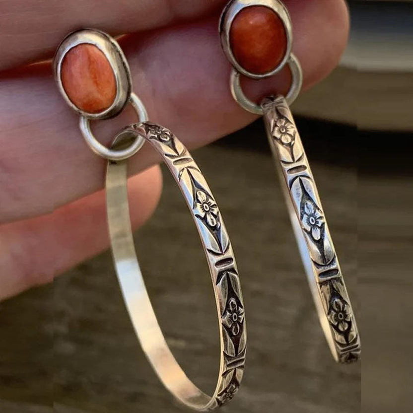 Pendientes boho chic vintage de ónice