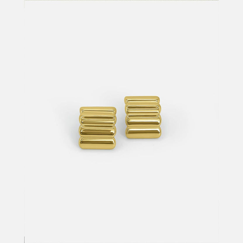 Mini pendientes acanalados de oro