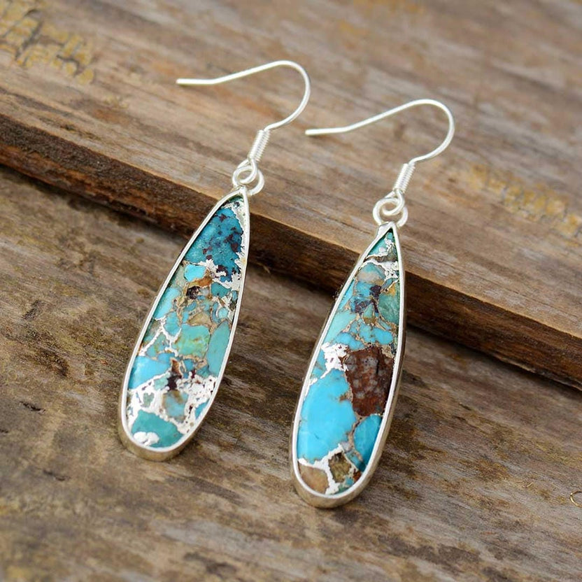 Pendientes de jaspe turquesa en forma de gota chic