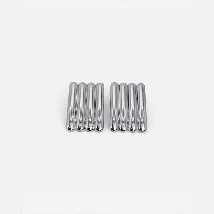 Pendientes artísticos largos de plata acanalados