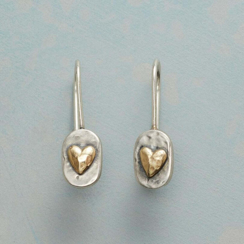 Pendientes vintage de corazón incrustado en oro