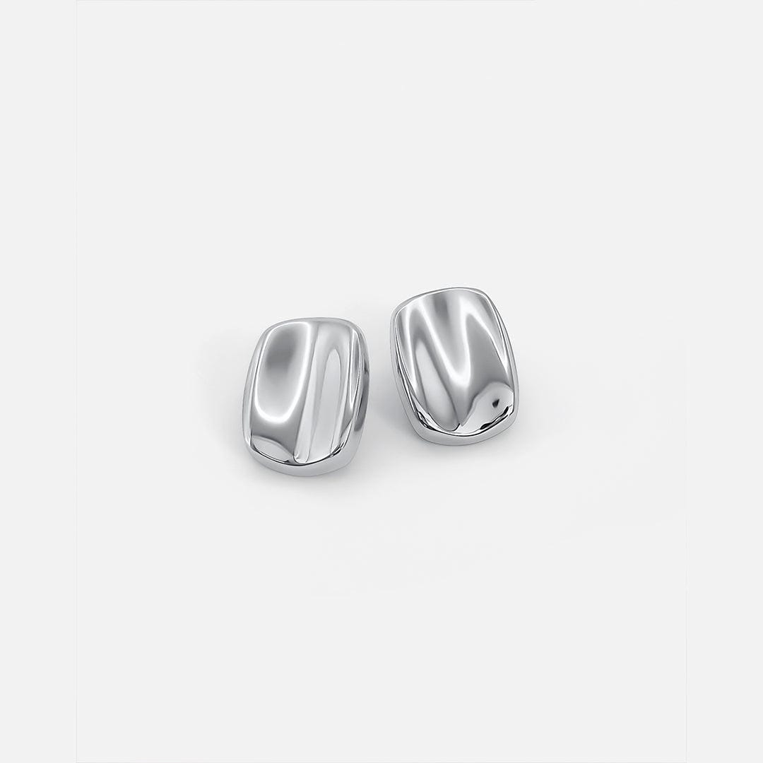 Pendientes de plata rectangulares luminosos