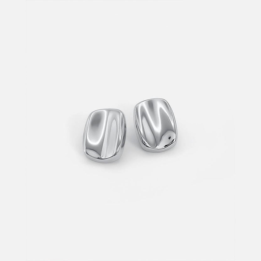 Pendientes de plata rectangulares luminosos