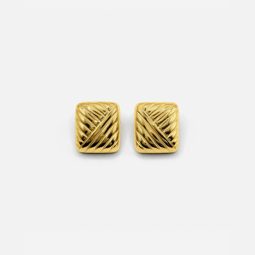 Pendientes de botón rectangulares en oro vintage