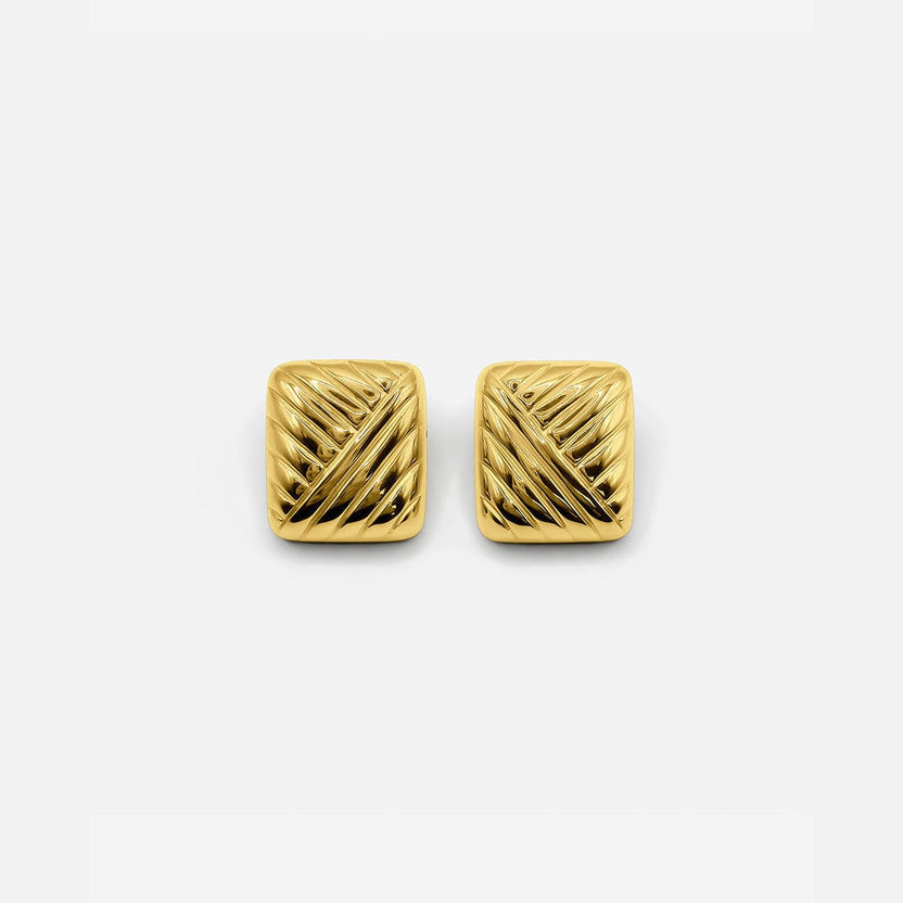 Pendientes de botón rectangulares en oro vintage