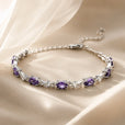 Pulsera de plata con amatistas en eslabones – imagen 2