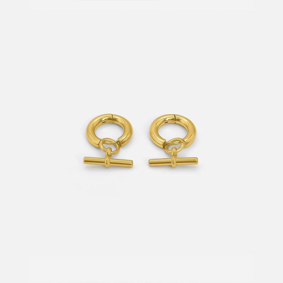 Aros dorados Elegant con barra en T