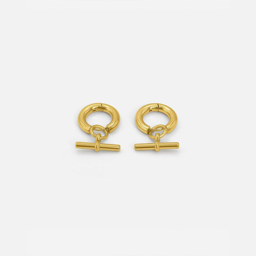 Aros dorados Elegant con barra en T