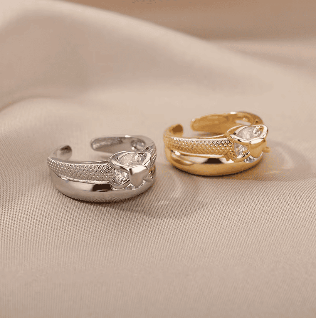 Anillo ajustable de corazón con circonita – imagen 3