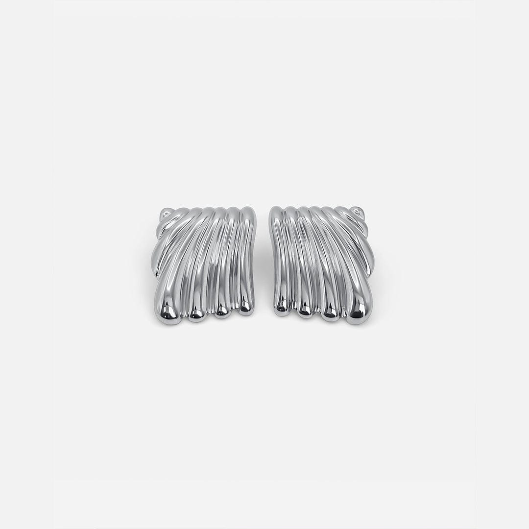 Pendientes de textura ondulada en plata