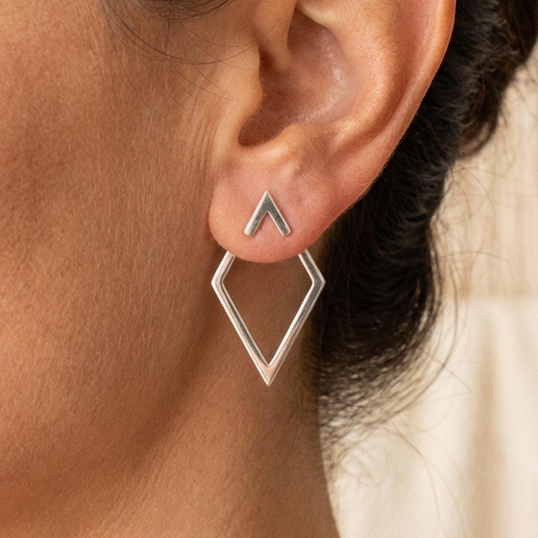 Pendientes bohemios geométricos de botón – imagen 3