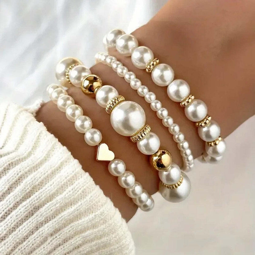 Set de pulseras de perlas exquisito