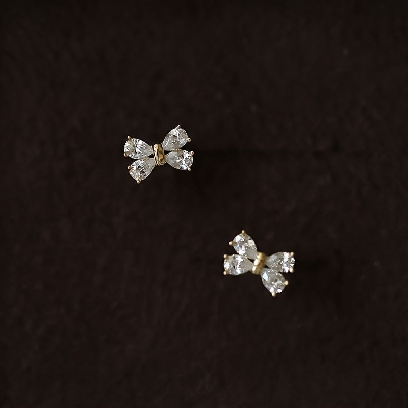Pendientes mini lazo de circonita