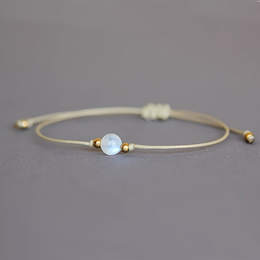 Pulsera minimalista Happy de piedra lunar
