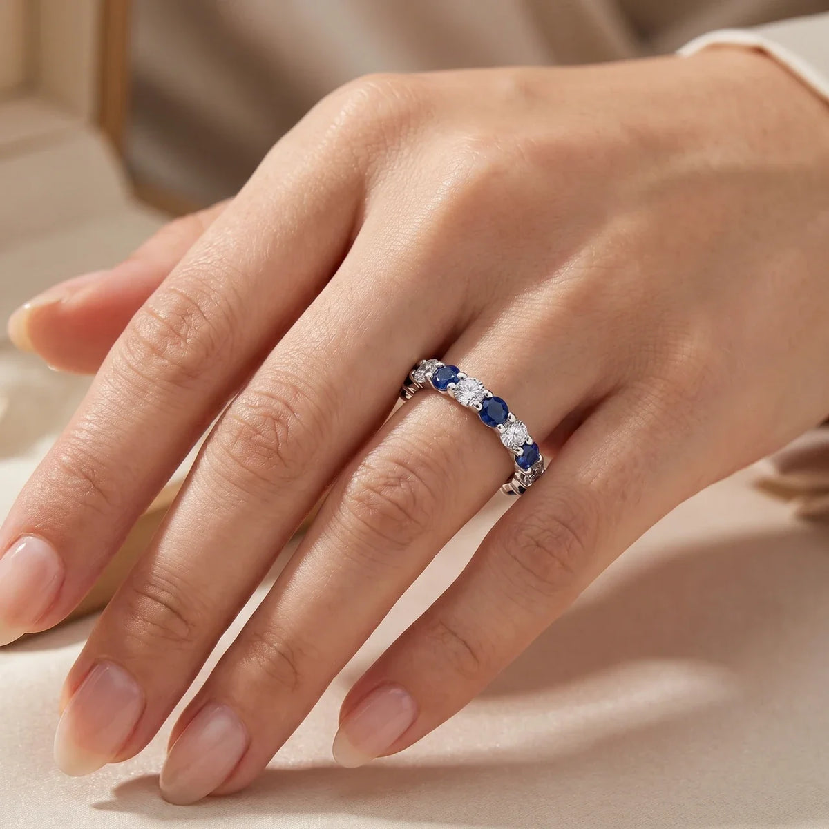 Anillo eterno de cristal zafiro medianoche – imagen 2