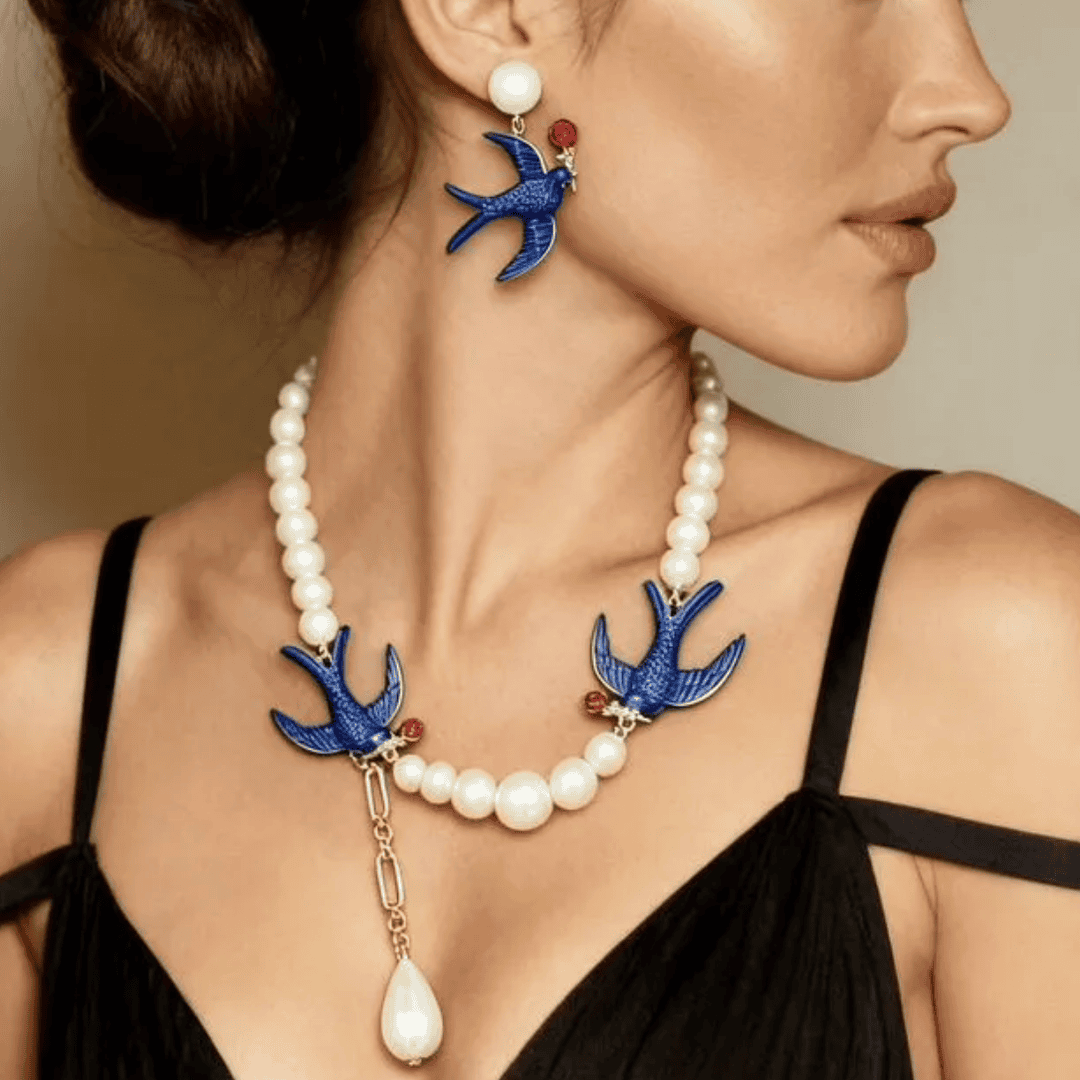 Set de charms clásicos de golondrina con perlas – imagen 2