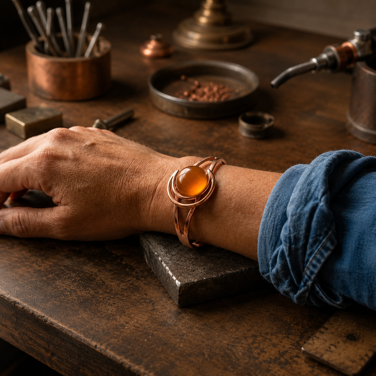 Pulsera de cobre ámbar – imagen 2